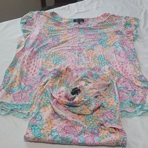 Ellen Tracy Pink and Blue Paisley Pajama Set .Size 3X